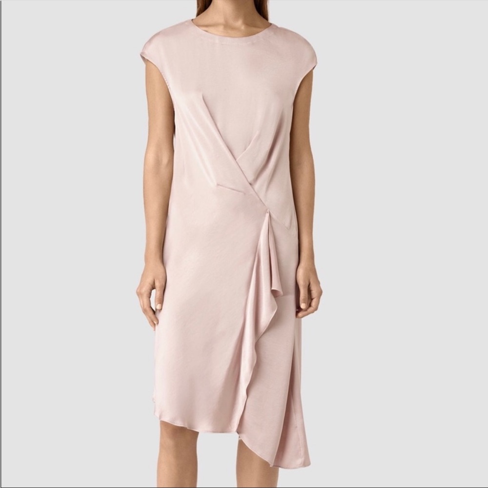 AllSaints Breeze Dress in Blush Pink